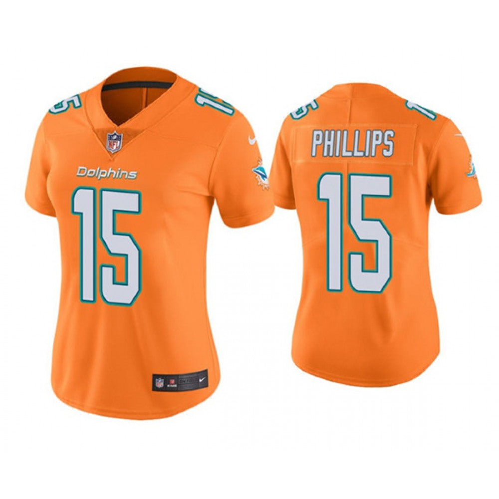 Women's Miami Dolphins #15 Jaelan Phillips Orange Vapor Untouchable Stitched Jersey(Run Small) 