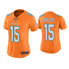 Women's Miami Dolphins #15 Jaelan Phillips Orange Vapor Untouchable Stitched Jersey(Run Small) 