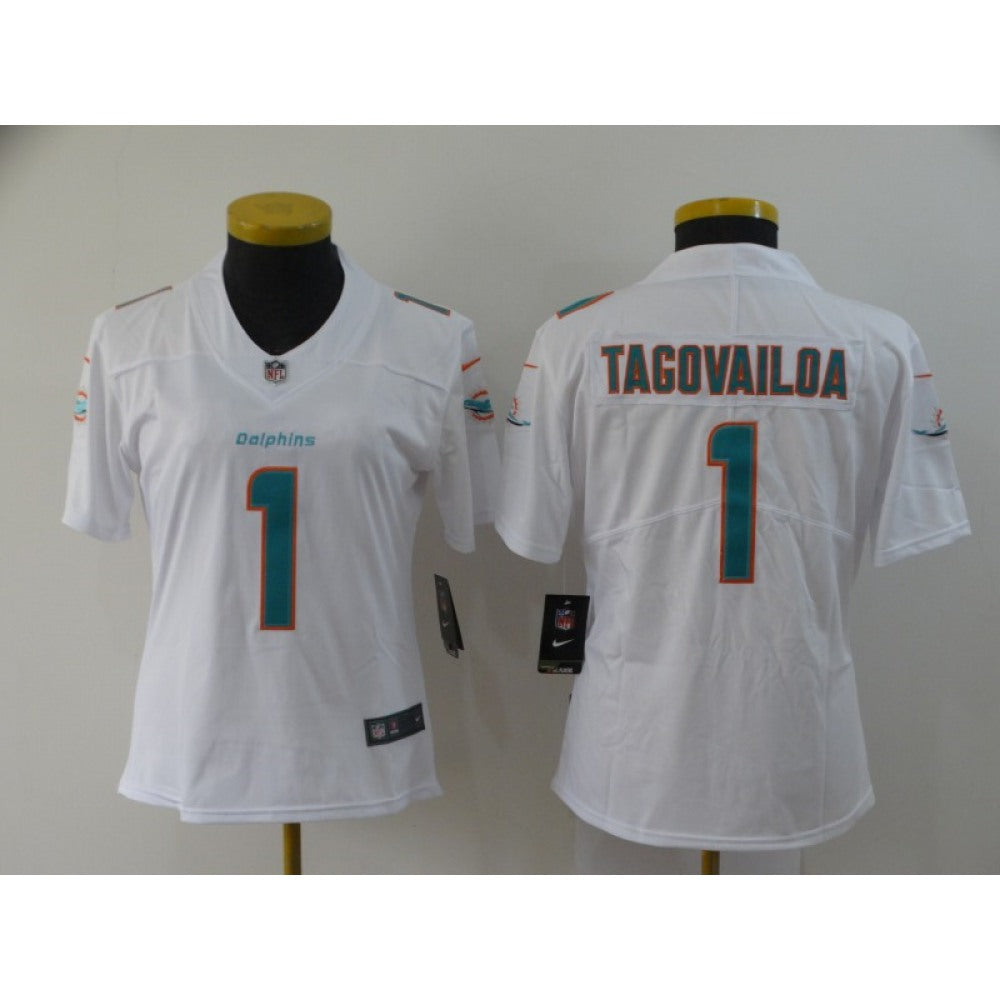 Women's Miami Dolphins #1 Tua Tagovailoa White Vapor Untouchable Stitched Jersey(Run Small) 
