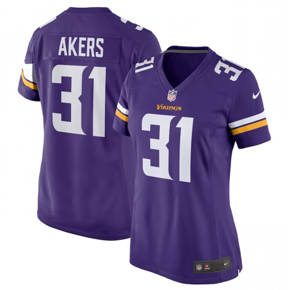 Women's Minnesota Vikings #31 Cam Akers Purple Stitched Jersey(Run Small) 