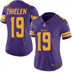 Women's Minnesota Vikings #19 Adam Thielen Purple Limited Rush Stitched NFL Jersey 