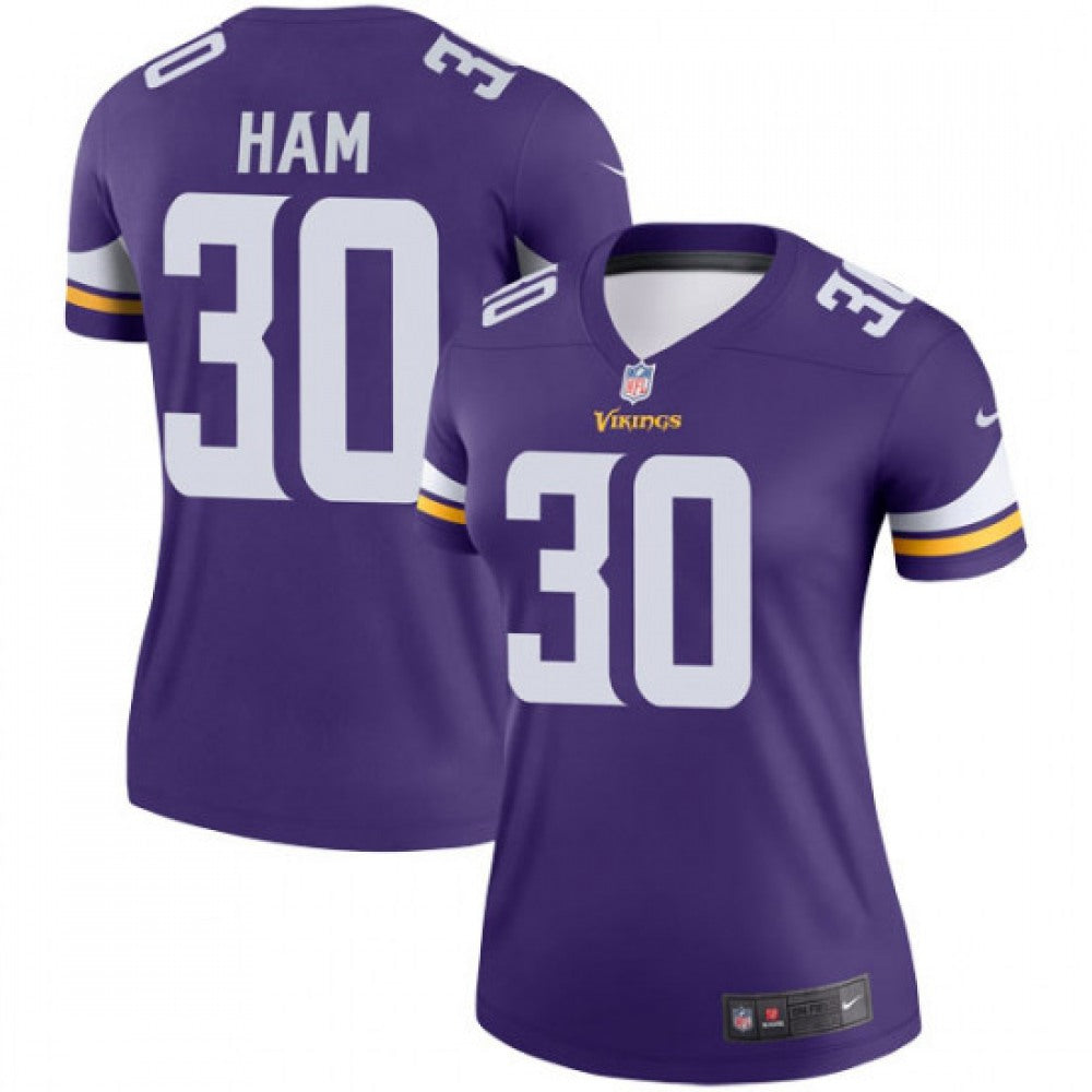 Women's Minnesota Vikings #30 C.J. Ham Purple Vapor Untouchable Limited Stitched NFL Jersey(Run Small) 