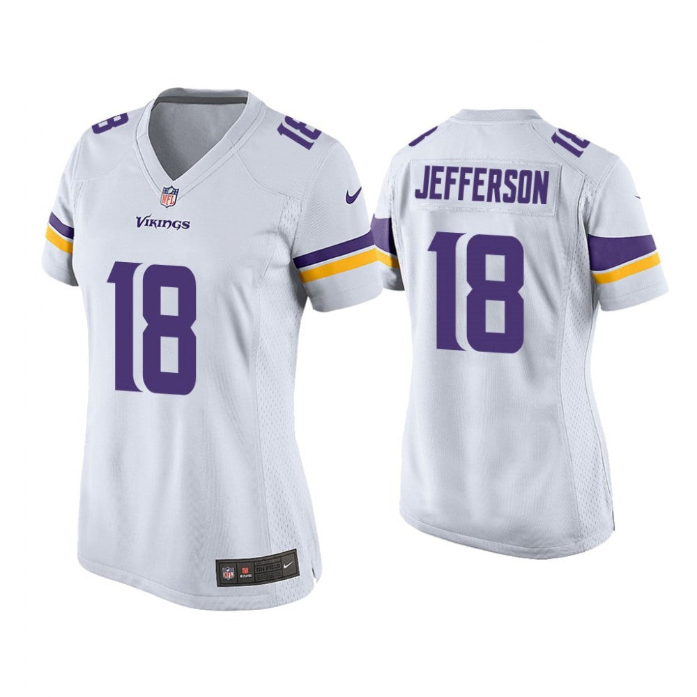 Women's Minnesota Vikings #18 Justin Jefferson White Stitched Jersey(Run Small) 
