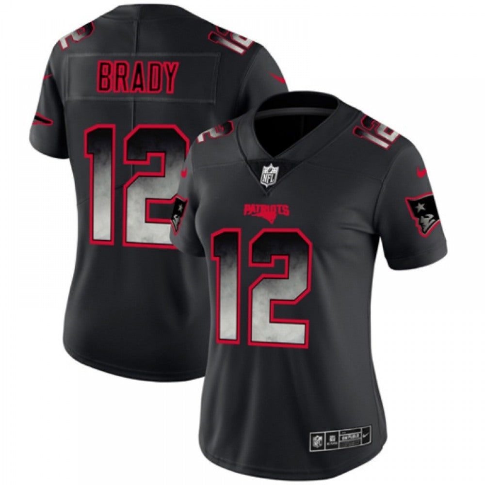 Women's New England Patriots #12 Tom Brady Black 2019 Smoke Fashion Limited Stitched NFL Jersey(Run Small) 