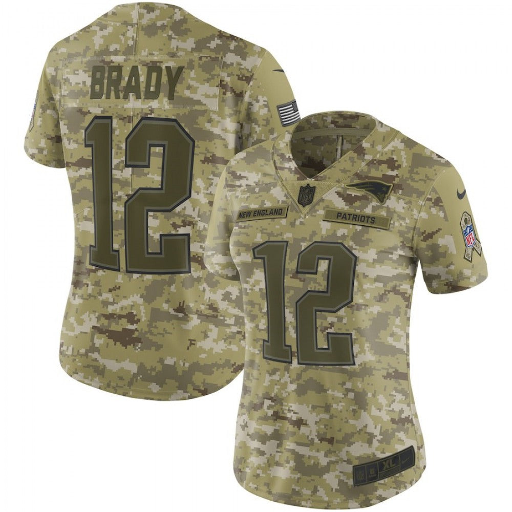 Women's New England Patriots #12 Tom Brady 2018 Camo Salute to Service Limited Stitched NFL Jersey 