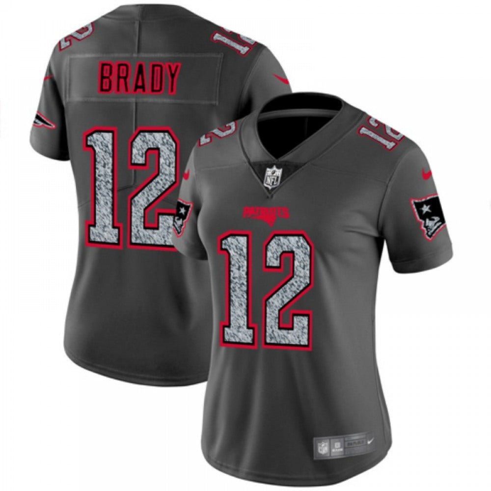 Women's New England Patriots #12 Tom Brady 2019 Gray Fashion Static Limited Stitched NFL Jersey(Run Small) 