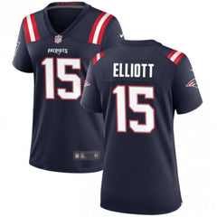 Women's New England Patriots #15 Ezekiel Elliott Navy Stitched Jersey(Run Small) 