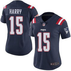 Women's New England Patriots #15 N'Keal Harry Navy Vapor Limited Stitched Jersey(Run Small) 