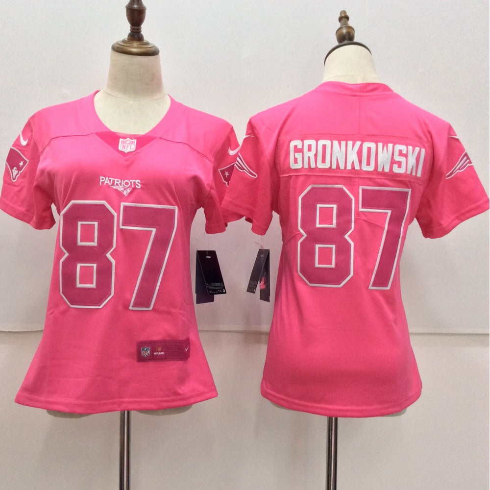 Women's New England Patriots #87 Rob Gronkowski Pink Limited Rush Fashion Stitched NFL Jersey 