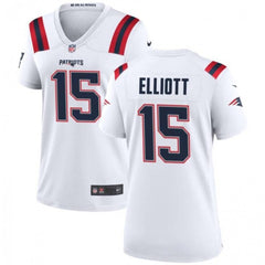 Women's New England Patriots #15 Ezekiel Elliott White Stitched Jersey(Run Small) 