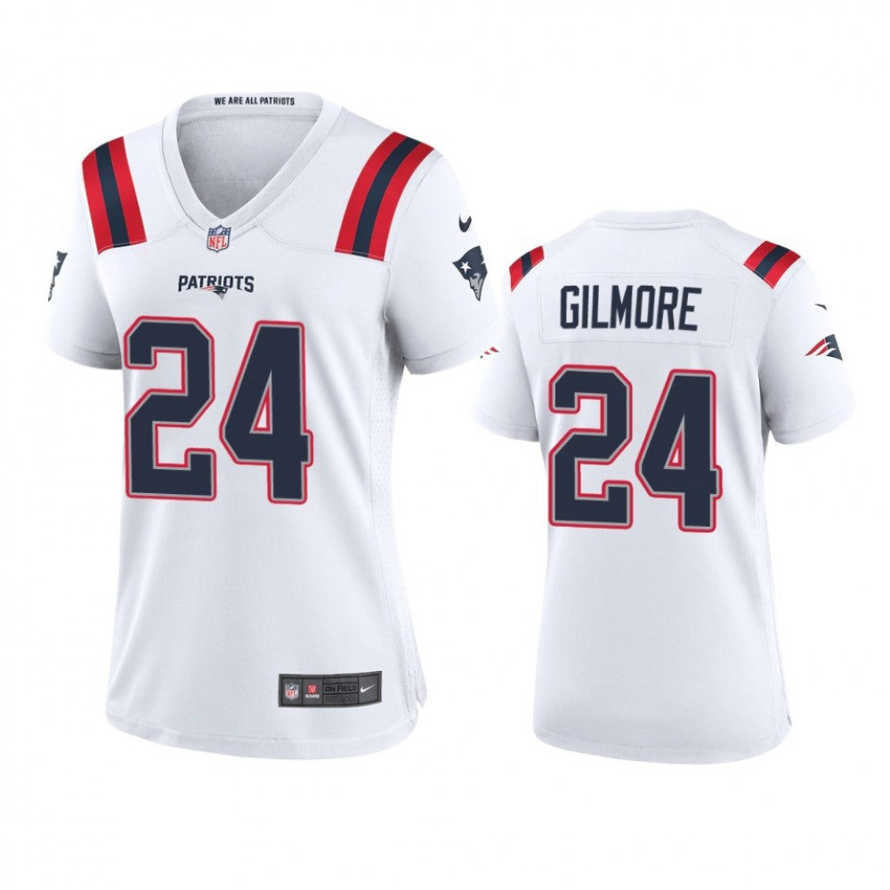 Women's New England Patriots #24 Stephon Gilmore White Stitched Jersey(Run Small) 