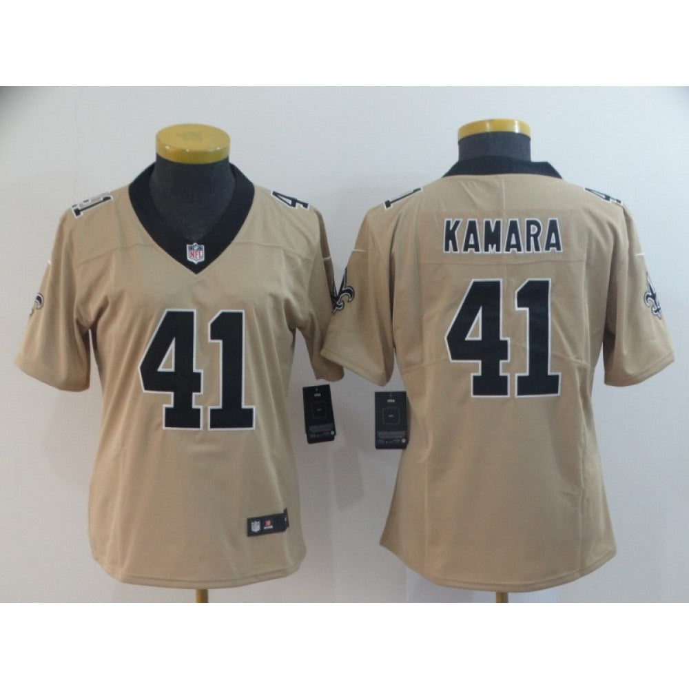 Women's New Orleans Saints #41 Alvin Kamara Gold Inverted Legend Stitched NFL Jersey(Run Small) 