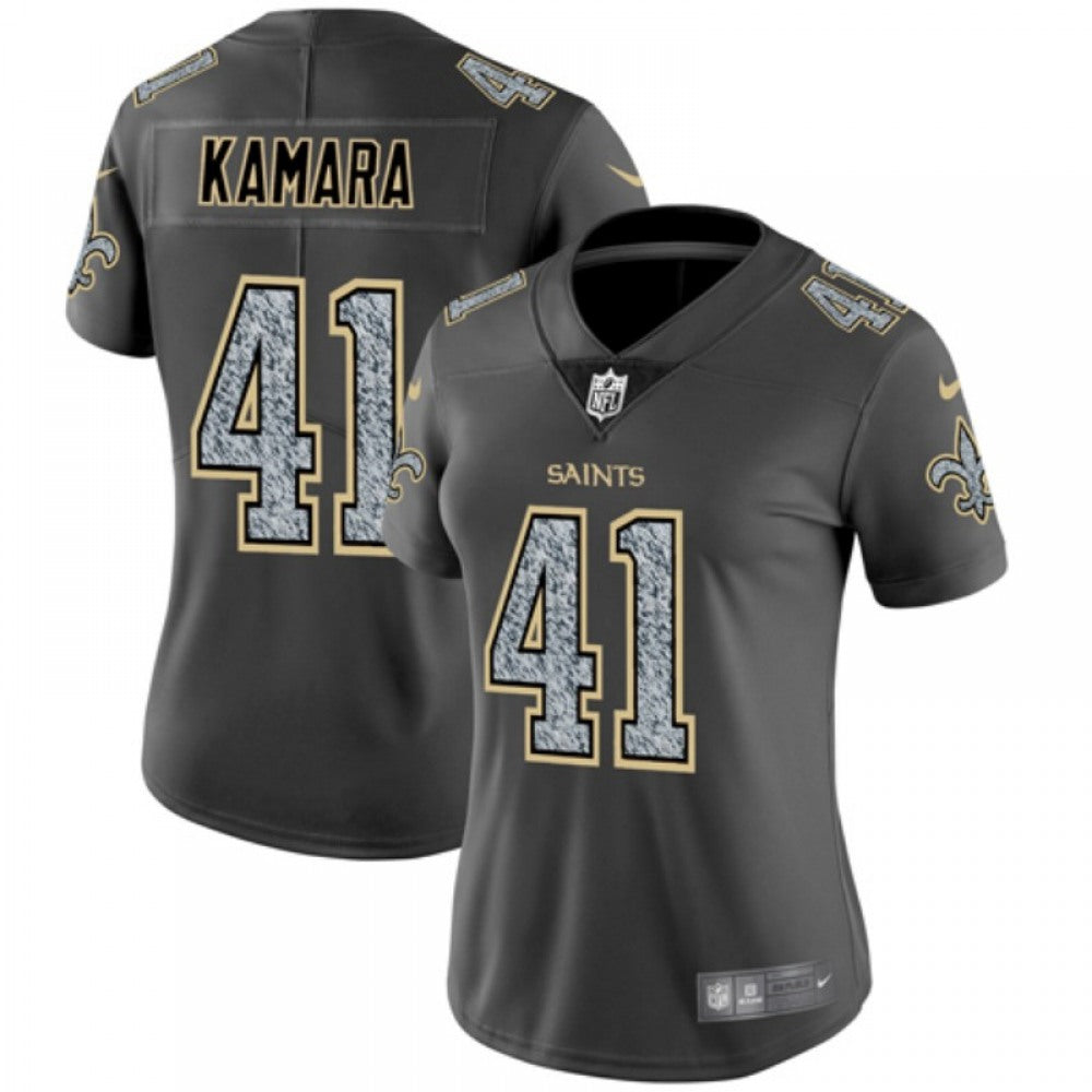 Women's New Orleans Saints #41 Alvin Kamara 2019 Gray Fashion Static Limited Stitched NFL Jersey(Run Small) 
