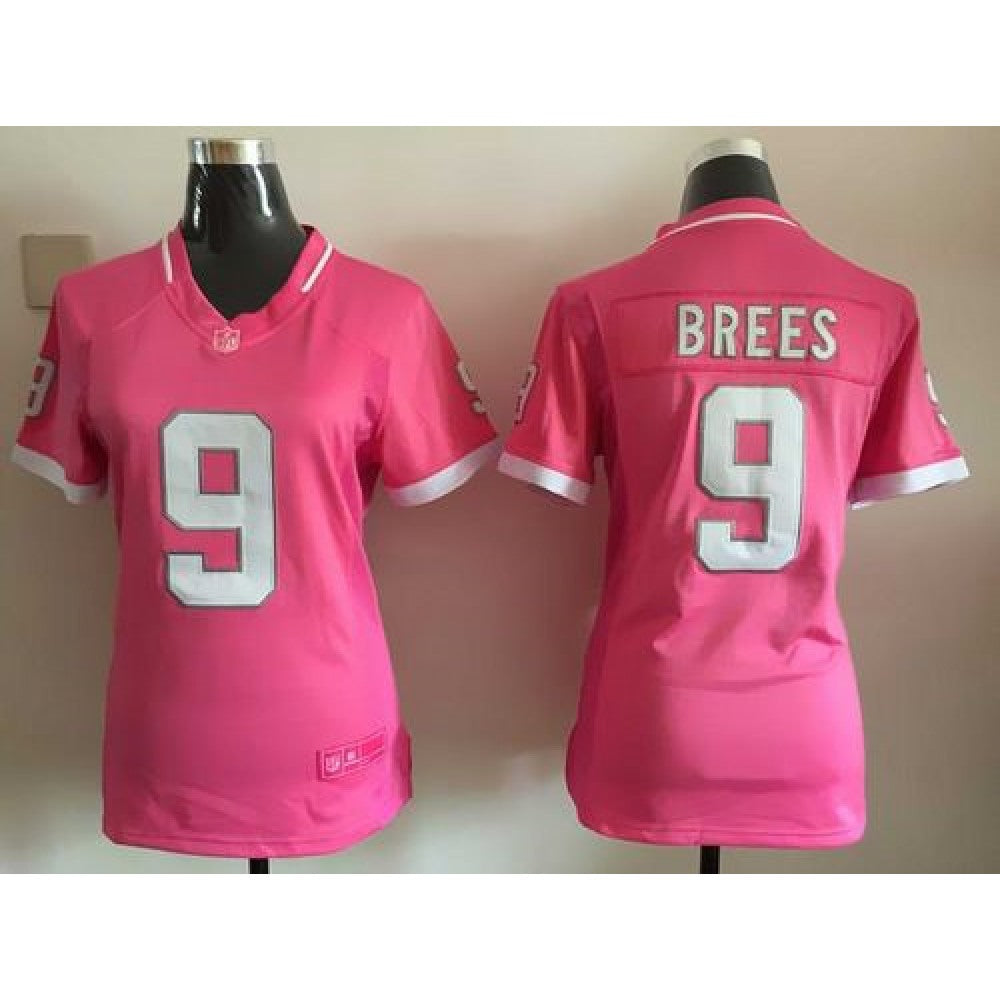 Saints #9 Drew Brees Pink Women's Stitched NFL Elite Bubble Gum Jersey 