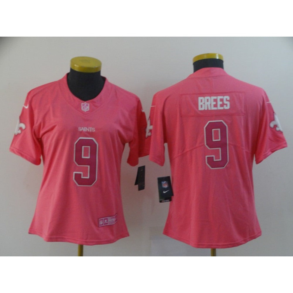 Women's New Orleans Saints #9 Drew Brees Pink Vapor Untouchable Limited Stitched NFL Jersey 