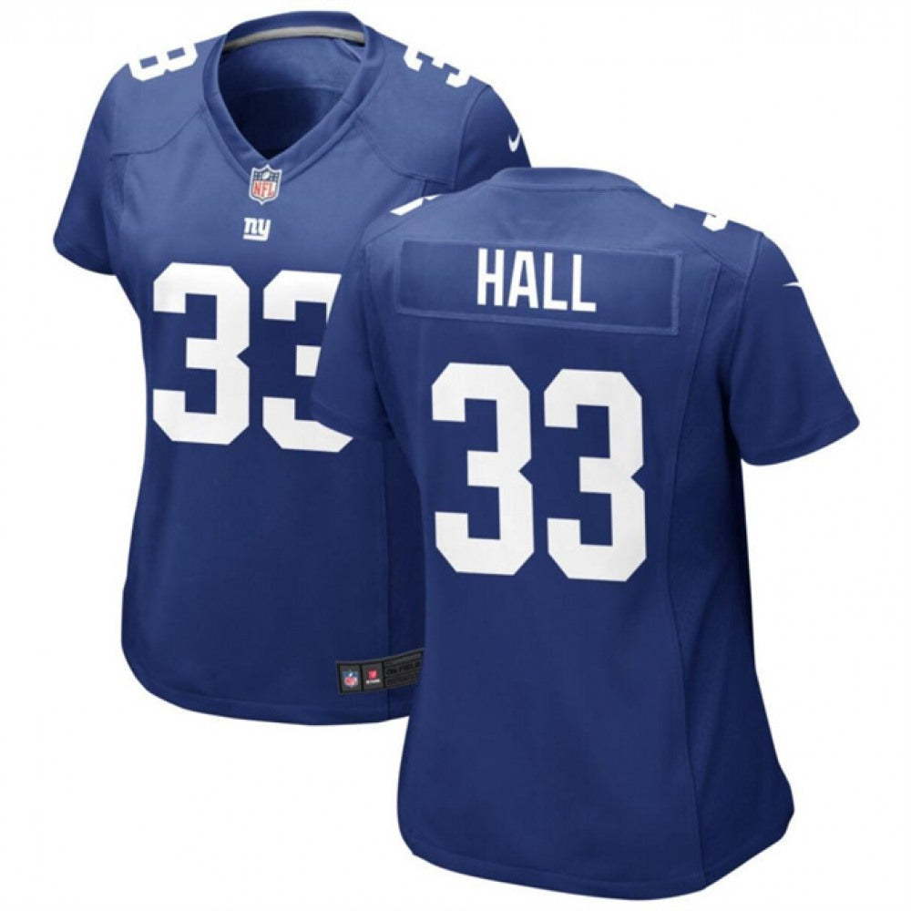 Women's New York Giants #33 Hassan Hall Blue Stitched Jersey(Run Small) 