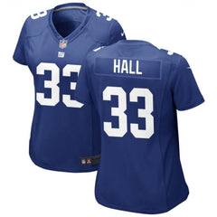 Women's New York Giants #33 Hassan Hall Blue Stitched Jersey(Run Small) 