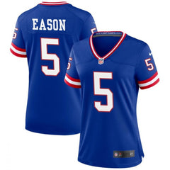 Women's New York Giants #5 Jacob Eason Blue Throwback Stitched Jersey(Run Small) 