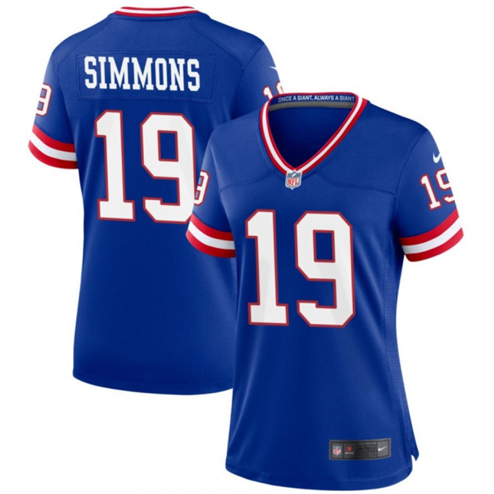 Women's New York Giants #19 Isaiah Simmons Royal Classic Retired Player Stitched Jersey(Run Small) 