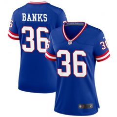Women's New York Giants #36 Deonte Banks Royal Classic Retired Player Stitched Jersey(Run Small) 
