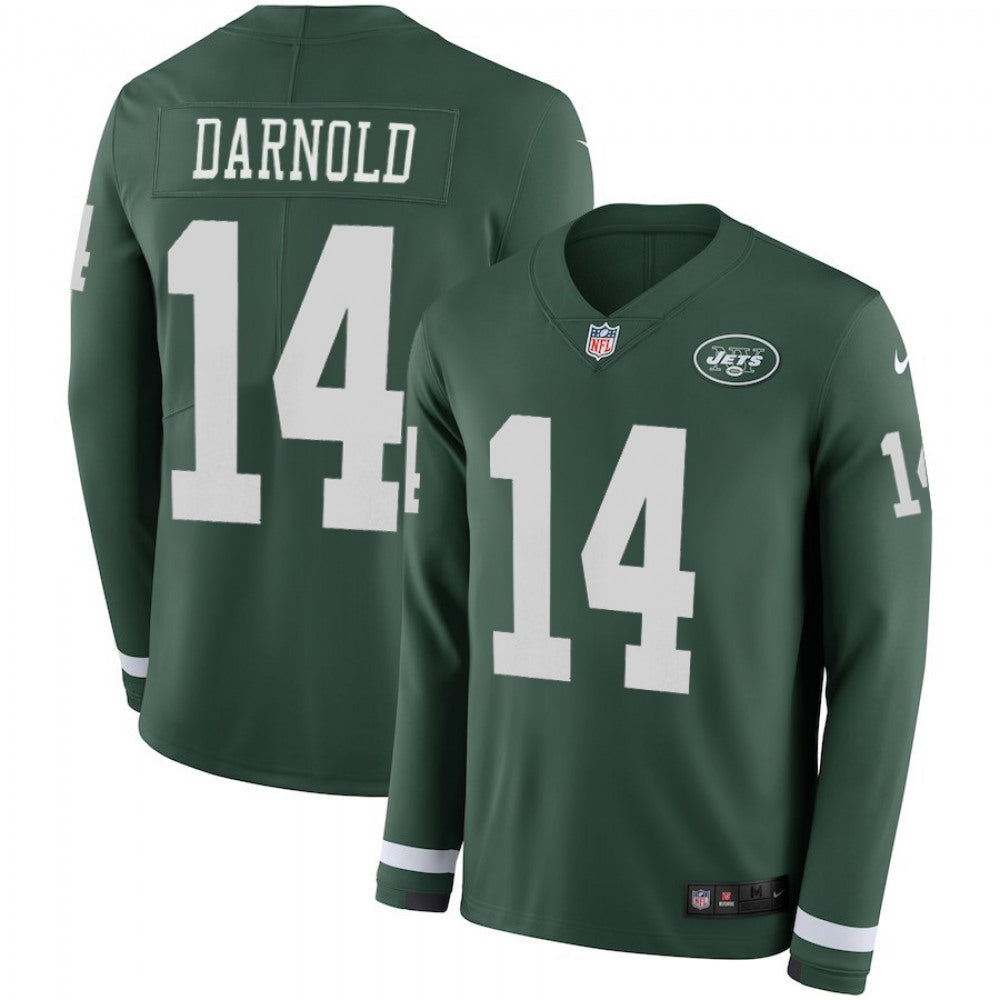 Women's New York Jets #14 Sam Darnold Green Therma Long Sleeve Stitched NFL Jersey 