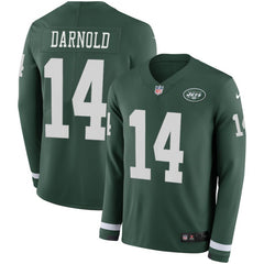 Women's New York Jets #14 Sam Darnold Green Therma Long Sleeve Stitched NFL Jersey 
