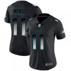 Women's Philadelphia Eagles #11 Carson Wentz Black 2019 Smoke Fashion Limited Stitched NFL Jersey(Run Small) 