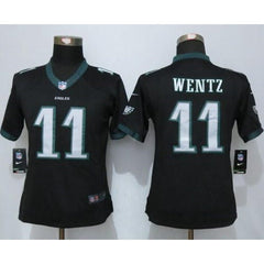 Eagles #11 Carson Wentz Black Alternate Women's Stitched NFL New Limited Jersey 