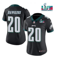 Women's Philadelphia Eagles #20 Brian Dawkins Black Super Bowl LVII PatchVapor Untouchable Limited Stitched Football Jersey(Run Small) 