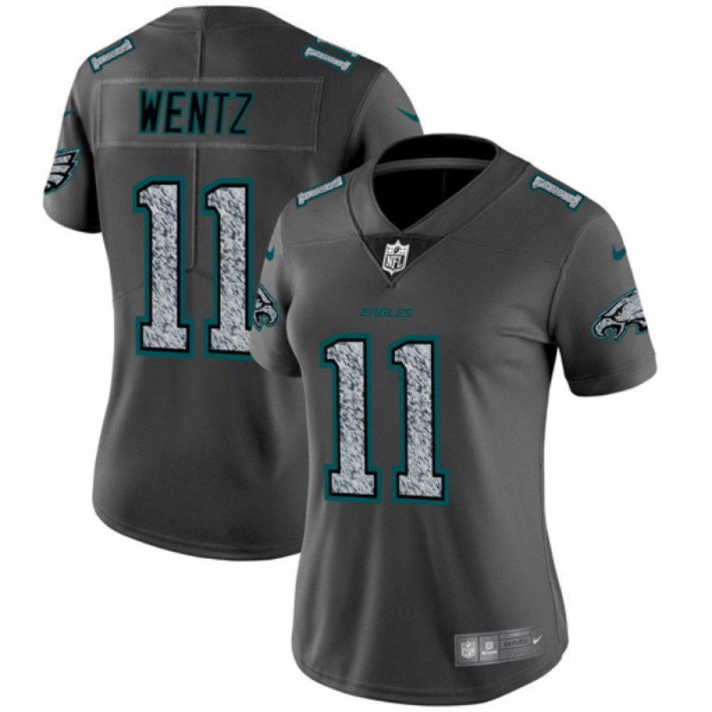 Women's Philadelphia Eagles #11 Carson Wentz 2019 Gray Fashion Static Limited Stitched NFL Jersey(Run Small) 