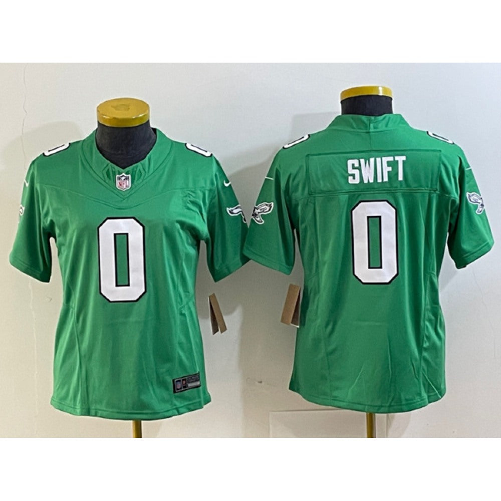 Women's Philadelphia Eagles #0 D'andre Swift Green 2023 F.U.S.E. Stitched Football Jersey(Run Small) 