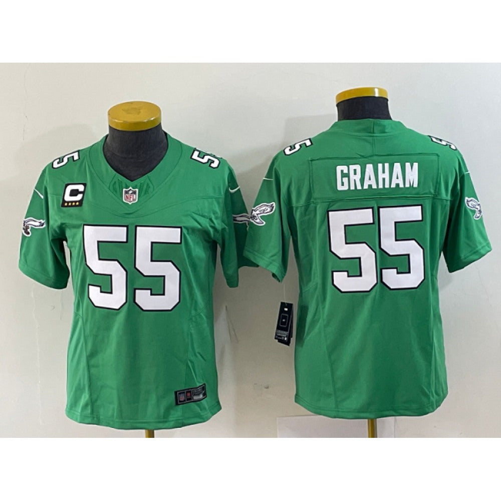 Women's Philadelphia Eagles #55 Brandon Graham Green 2023 F.U.S.E. With C Patch Stitched Football Jersey(Run Small) 
