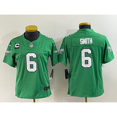 Women's Philadelphia Eagles #6 DeVonta Smith Green 2023 F.U.S.E. With C Patch Stitched Football Jersey(Run Small) 