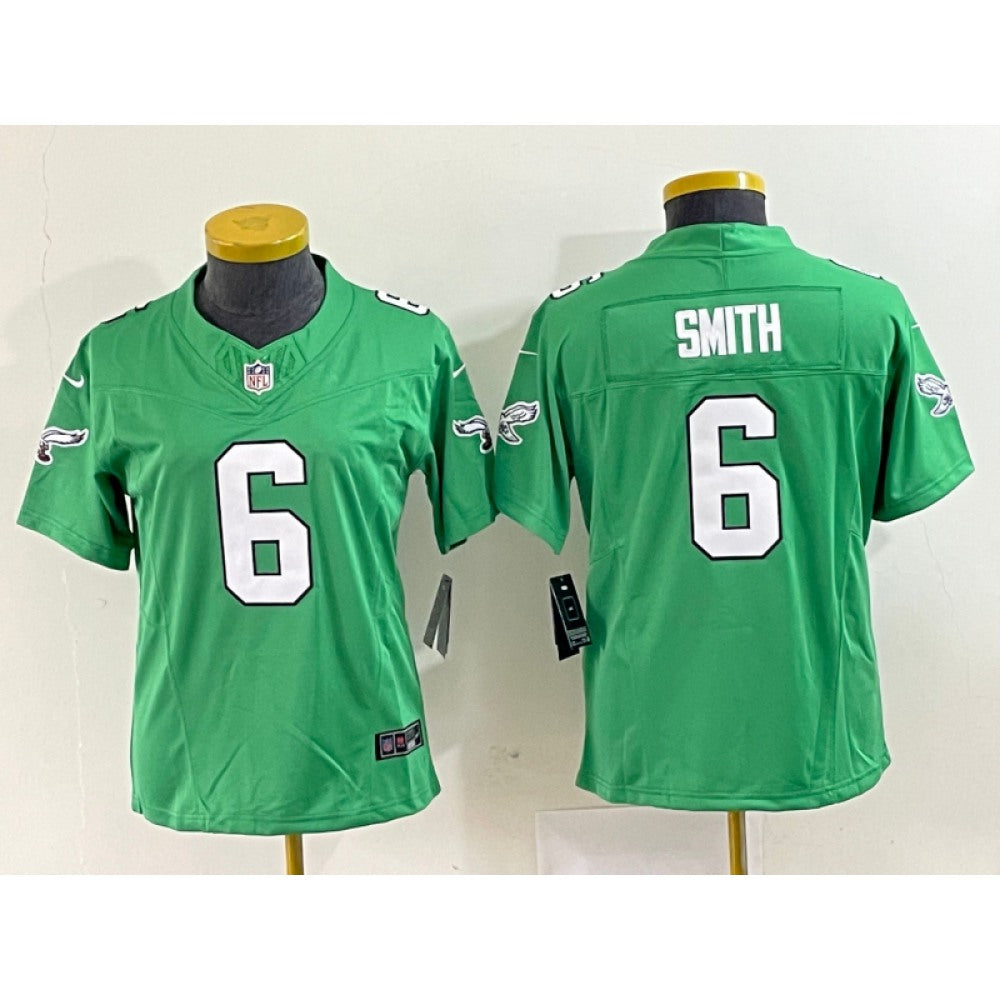 Women's Philadelphia Eagles #6 DeVonta Smith Green 2023 F.U.S.E. Stitched Football Jersey(Run Small) 