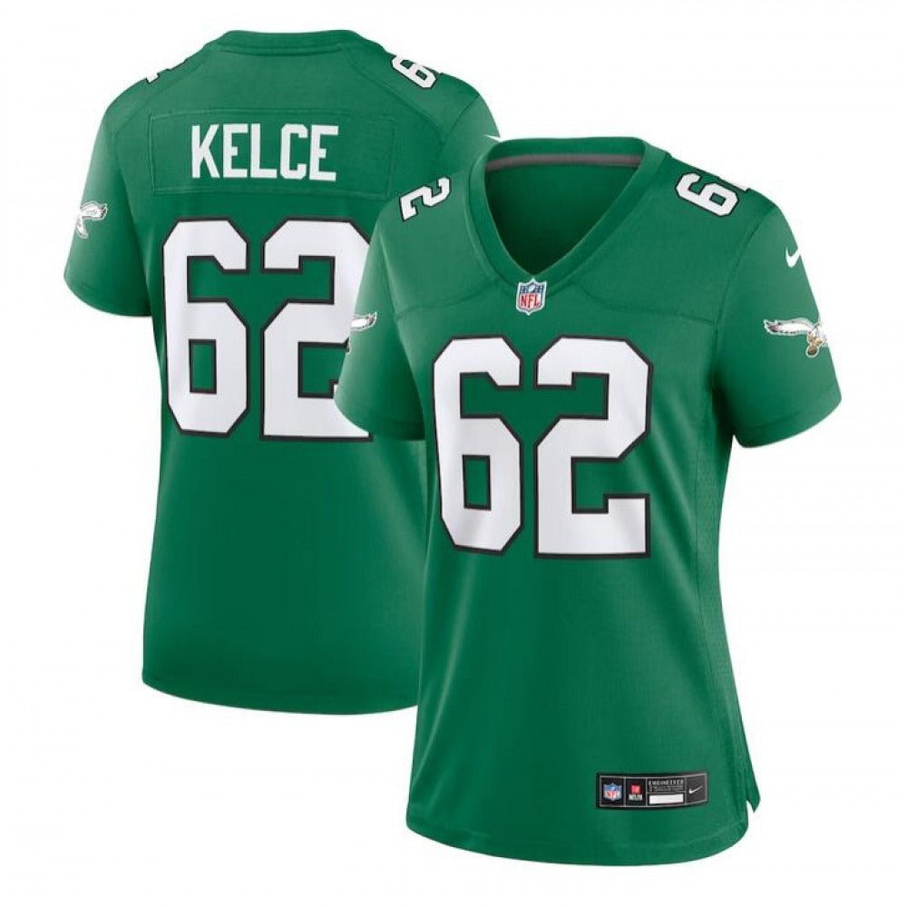 Women's Philadelphia Eagles #62 Jason Kelce Green Stitched Football Jersey(Run Small) 