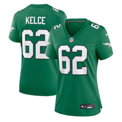 Women's Philadelphia Eagles #62 Jason Kelce Green Stitched Football Jersey(Run Small) 