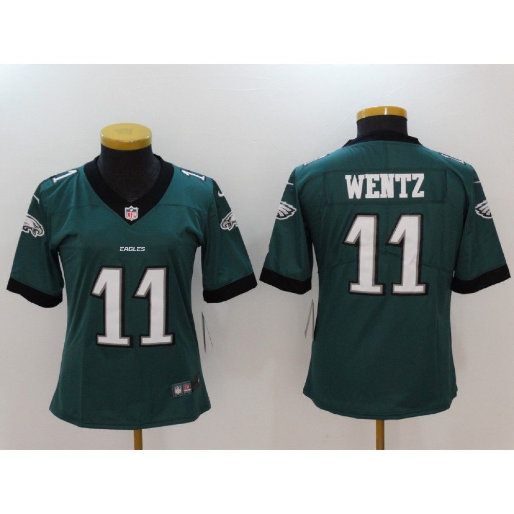 Women's Philadelphia Eagles #11 Carson Wentz Green Vapor Untouchable Player Limited Jersey 