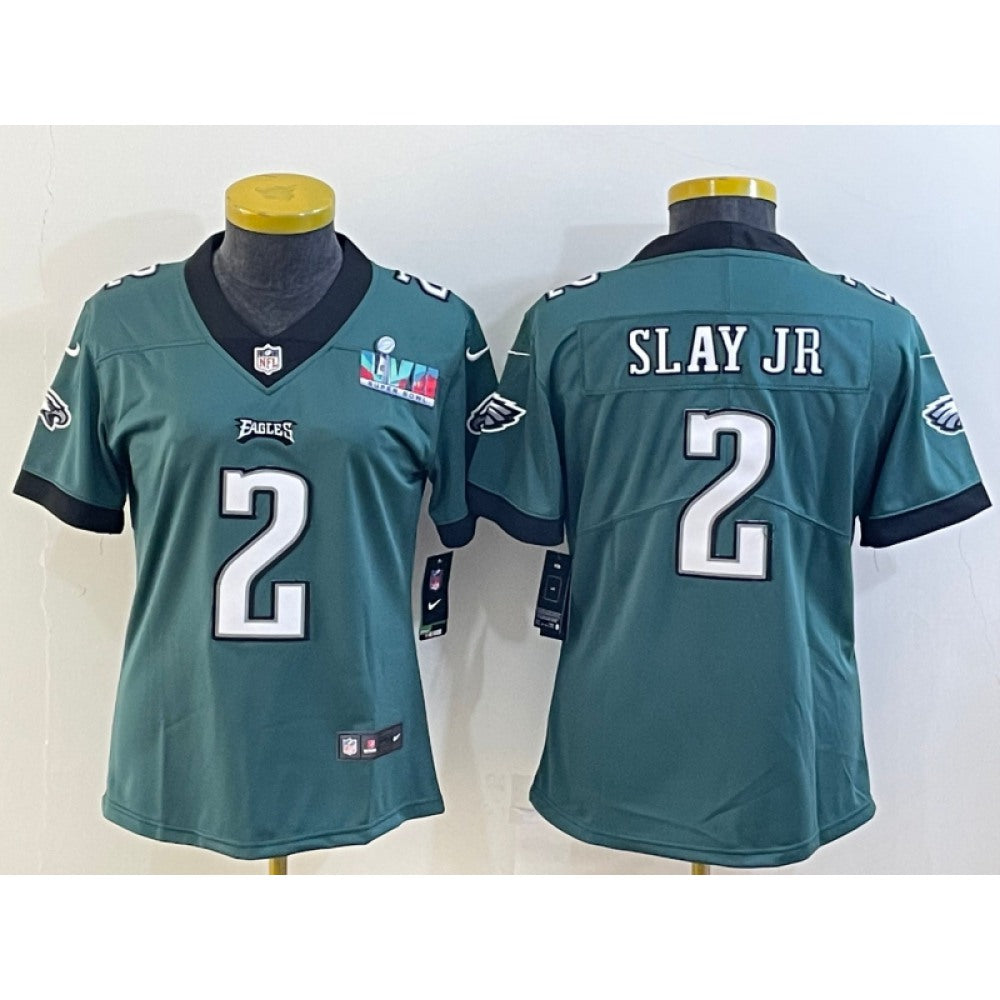 Women's Philadelphia Eagles #2 Darius Slay Jr. Green Super Bowl LVII PatchVapor Untouchable Limited Stitched Football Jersey(Run Small) 