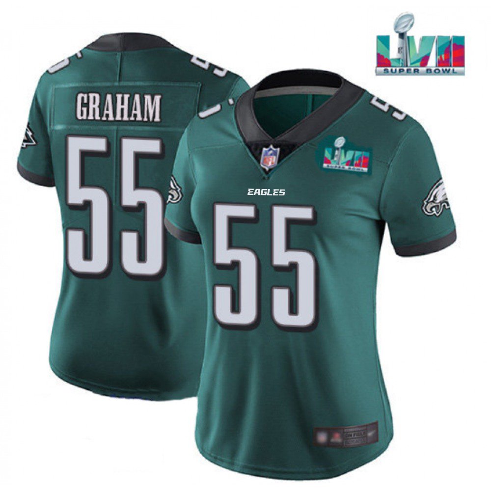 Women's Philadelphia Eagles #55 Brandon Graham Green Super Bowl LVII PatchVapor Untouchable Limited Stitched Football Jersey(Run Small) 