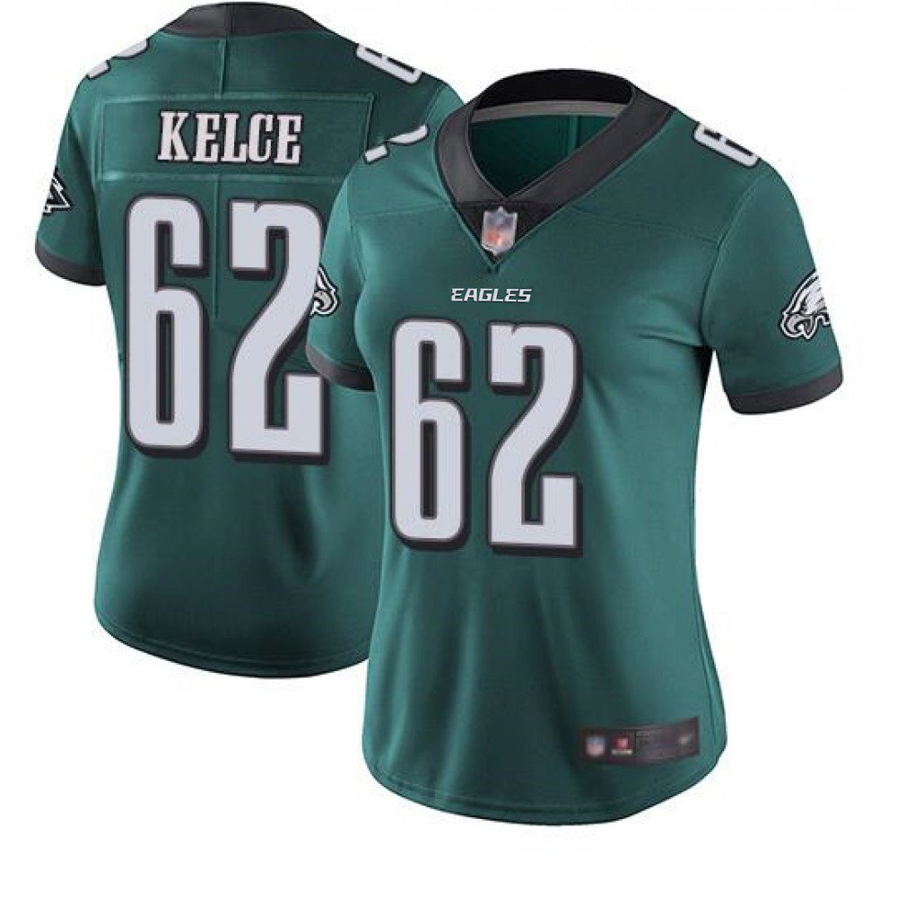 Women's Philadelphia Eagles #62 Jason Kelce Green Vapor Untouchable Limited Stitched NFL Jersey(Run Small) 