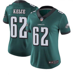 Women's Philadelphia Eagles #62 Jason Kelce Green Vapor Untouchable Limited Stitched NFL Jersey(Run Small) 