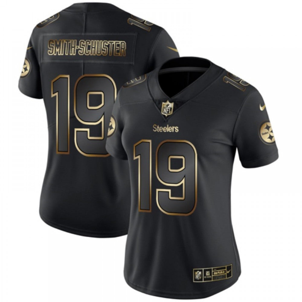 Women's Pittsburgh Steelers #19 JuJu Smith-Schuster 2019 Black Gold Edition Stitched NFL Jersey(Run Small) 