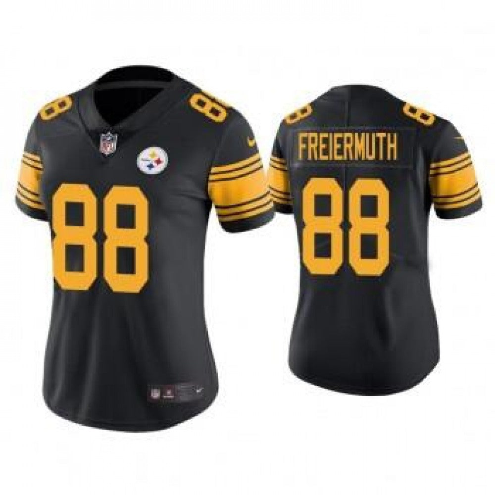 Women's Pittsburgh Steelers #88 Pat Freiermuth Black Color Rush Stitched NFL Jersey(Run Small) 