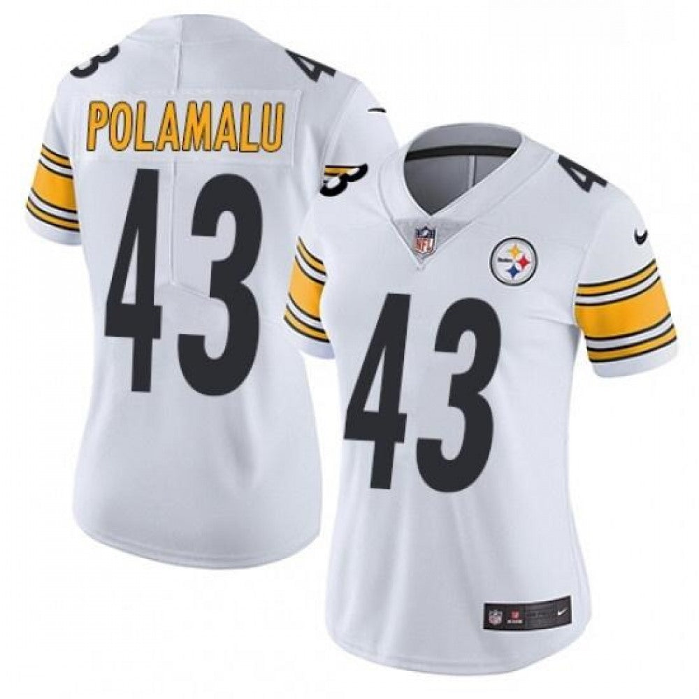 Women's Pittsburgh Steelers #43 Troy Polamalu White Vapor Untouchable Limited Stitched NFL Jersey(Run Small) 
