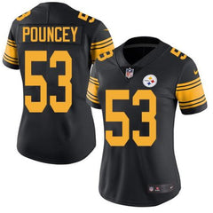 Women's Pittsburgh Steelers #53 Maurkice Pouncey Black Color Rush Limited Stitched NFL Jersey(Run Small) 