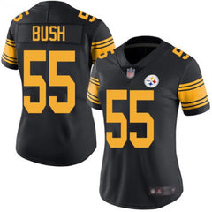 Women's Pittsburgh Steelers #55 Devin Bush Black Color Rush Limited Stitched NFL Jersey(Run Small) 