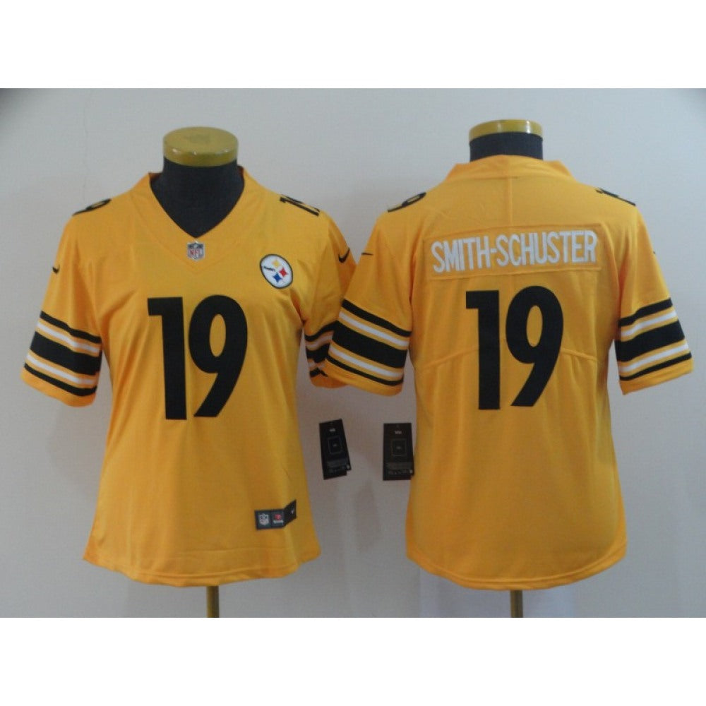 Women's Pittsburgh Steelers #19 JuJu Smith-Schuster Gold Inverted Legend Stitched NFL Jersey(Run Small) 