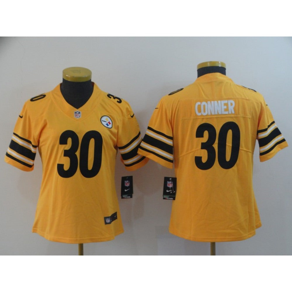 Women's Pittsburgh Steelers #30 James Conner Gold Inverted Legend Stitched NFL Jersey(Run Small) 