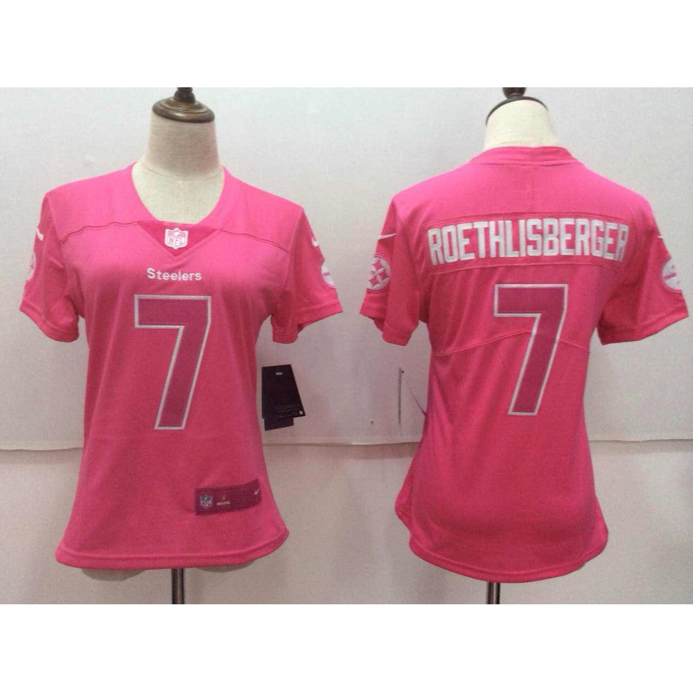 Women's Pittsburgh Steelers #7 Ben Roethlisberger Pink Limited Rush Fashion Stitched NFL Jersey 