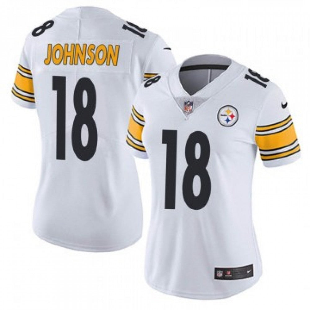 Women's Pittsburgh Steelers #18 Diontae Johnson White Vapor Untouchable Limited Stitched NFL Jersey(Run Small) 
